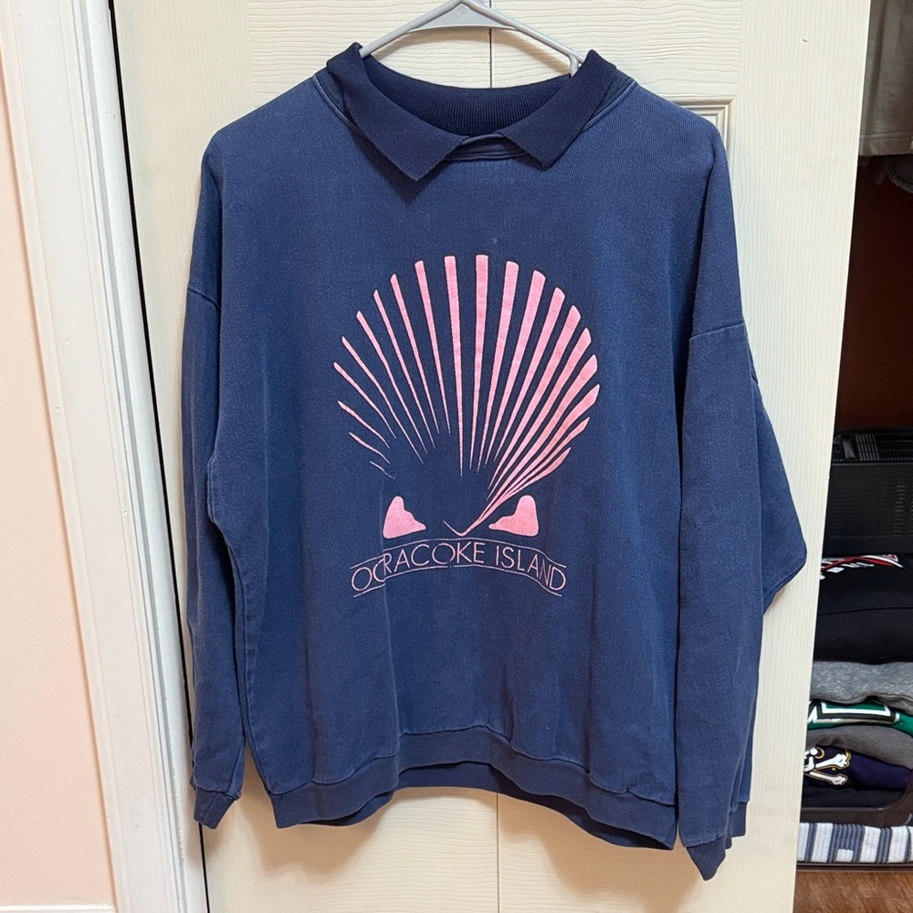 Vintage 80s Ocracoke Island NC Sweatshirt with Collar